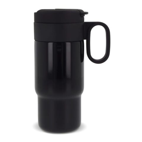 Werbeartikel Flow 300 ml Isolierbecher mit Griff doppelwandig 100% auslaufsicher vakuumisoliert 12h heiß/24h kalt – schwarz – mit Logo bedruckt