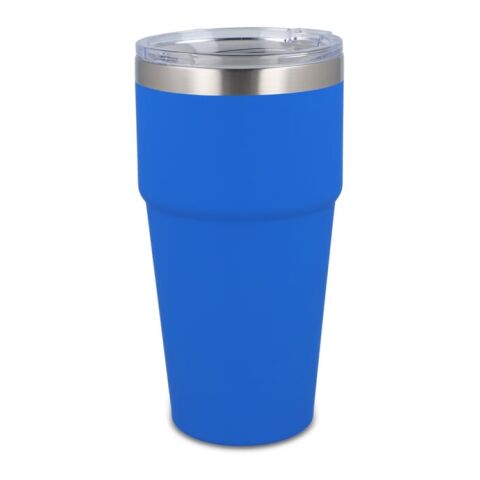 Werbeartikel T-Ceramic Softtouch Becher 500 ml – blau weiß – mit Logo bedruckt