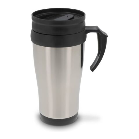 Werbeartikel Isolierbecher Metall 350 ml – silber – mit Logo bedruckt