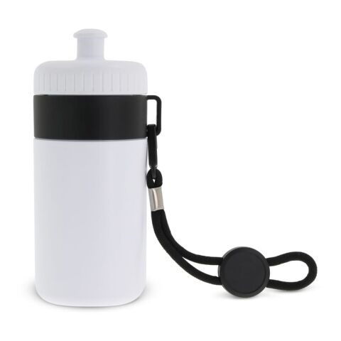 Sportflasche mit Halteschlaufe 500ml Weiss-Schwarz | ohne Werbeanbringung | Nicht verfügbar | Nicht verfügbar | Nicht verfügbar
