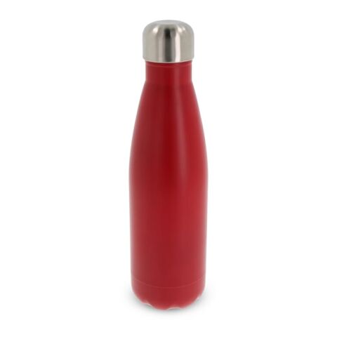 Werbeartikel Edelstahl Vakuum Trinkflasche 500 ml Swing doppelwandig auslaufsicher kohlensäuregeeignet BPA-frei – rot weiß – mit Logo bedruckt