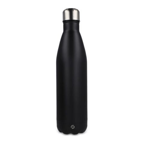 Werbeartikel R-Swing 750 ml Trinkflasche aus recyceltem Edelstahl vakuumisoliert & auslaufsicher doppelwandig – schwarz – mit Logo bedruckt