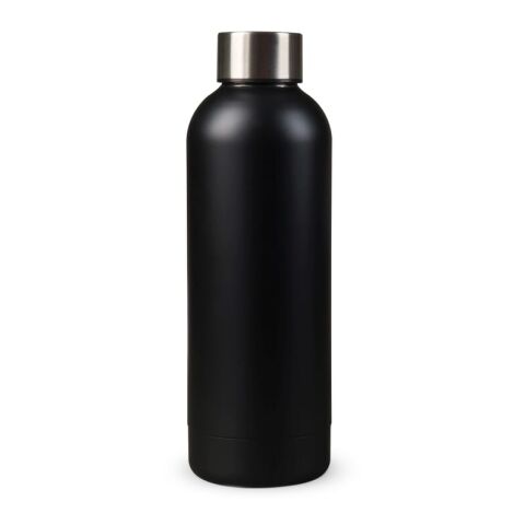 Werbeartikel Edelstahl Isolierflasche 500 ml matt vakuumisoliert 12h warm 24h kalt auslaufsicher BPA-frei – schwarz – mit Logo bedruckt