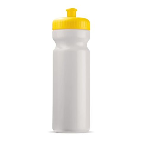 Werbeartikel Trinkflasche Toppoint – weiss-gelb – mit Logodruck 750ml aus Bio-Kunststoff nachhaltiger Durstlöscher für den Büroalltag