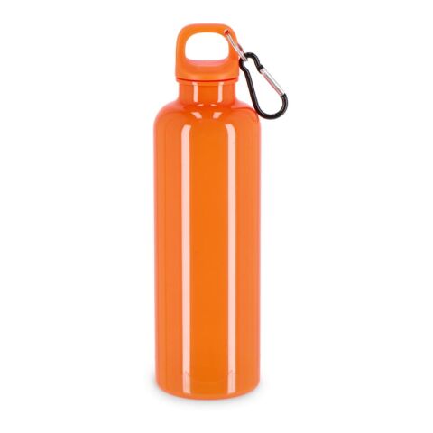 Werbeartikel Nina Wasserflasche 750ml aus recyceltem R-PET blickdicht mit Karabiner nachhaltig & robust – orange – mit Logo bedruckt