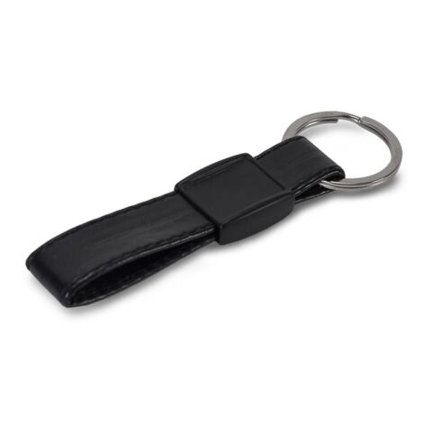 Werbeartikel Luxuriöser Schlüsselanhänger aus echtem Leder & Metall, elegantes Business-Accessoire für Premium-Brands – Schwarz – mit Logo bedruckt
