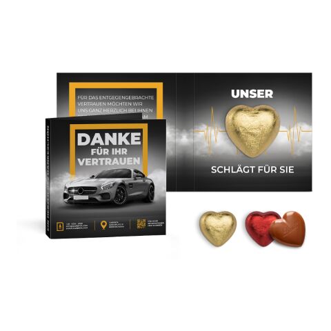 Werbekarte mit Lindt Schokoladen Herz 5 g