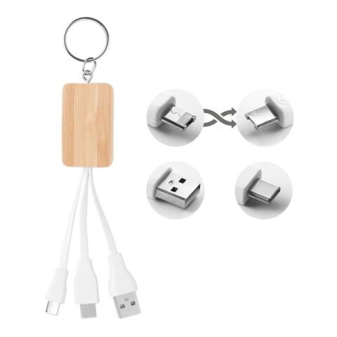 Schlüsselring-Ladekabel 3in1 aus Bambus