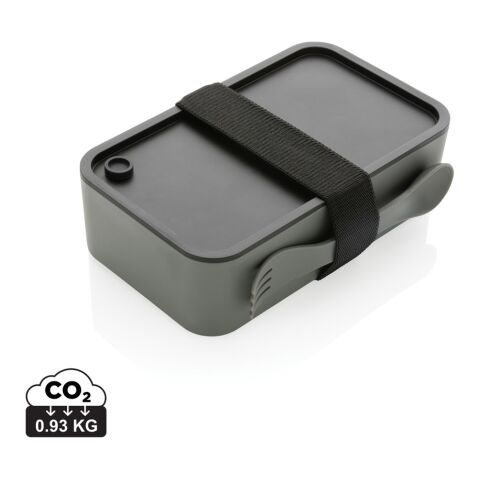 Werbeartikel GRS RPP Lunchbox mit Göffel – grau – mit Logo bedruckt