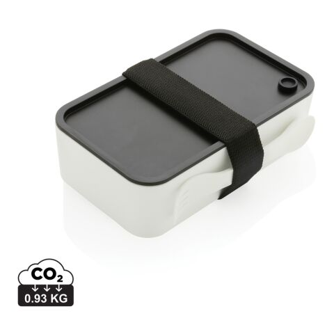 Werbeartikel GRS RPP Lunchbox mit Göffel – weiß – mit Logo bedruckt