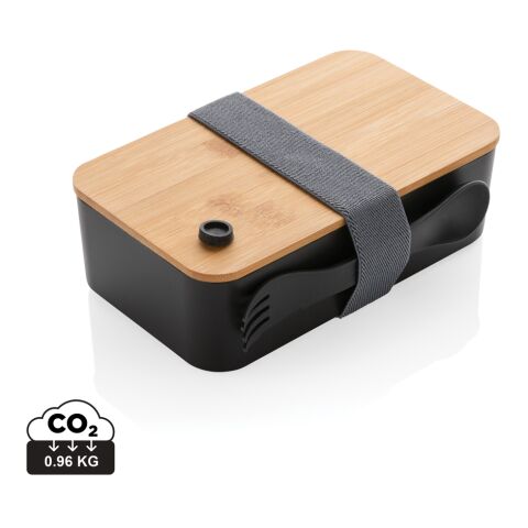 RCS Recycled PP Lunchbox mit Bambusdeckel schwarz | ohne Werbeanbringung | Nicht verfügbar | Nicht verfügbar