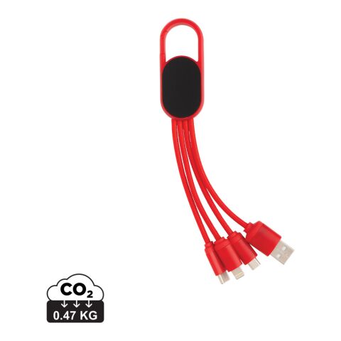 4-in-1 Kabel mit Karabiner-Clip rot | ohne Werbeanbringung | Nicht verfügbar | Nicht verfügbar