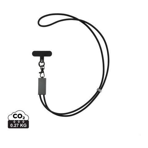 Terra duales Ladekabel aus RCS recyceltem PET mit Lanyard grau-schwarz | ohne Werbeanbringung | Nicht verfügbar | Nicht verfügbar
