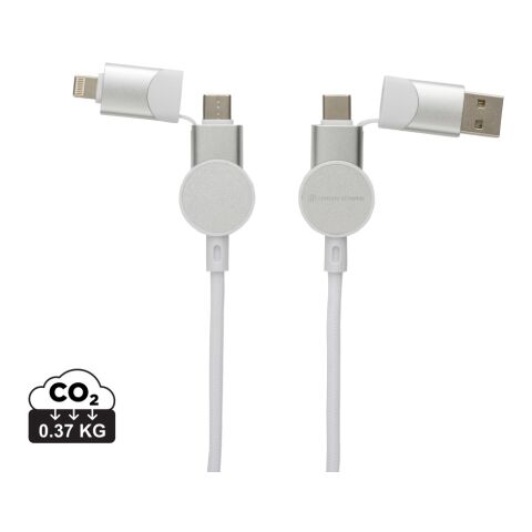 Werbeartikel Oakland RCS rKunststoff 1,2m 6-in-1 Fast-Charging 45W Kabel – weiß – mit Logo bedruckt
