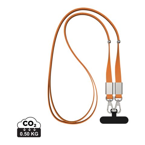 Werbeartikel Schlüsselband Nivo – orange – nachhaltig vollflächig bedruckt, verstellbar 120-200cm, als Lanyard für Smartphone-Badges