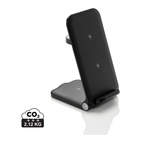 Powerpal 3-in-1 15W-Ladegerät aus RCS recyceltem Kunststoff schwarz | ohne Werbeanbringung | Nicht verfügbar | Nicht verfügbar