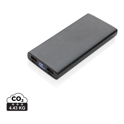 Werbeartikel 18W PD Powerbank mit 10.000 mAh aus Aluminium – schwarz – mit Logo bedruckt