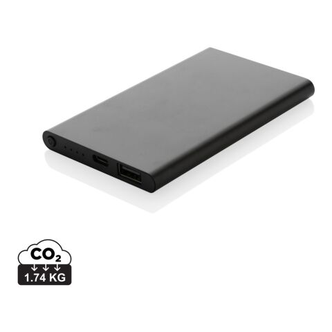 4.000mAh Type-C Powerbank aus RCS recyeltem ABS &amp; Aluminium schwarz | ohne Werbeanbringung | Nicht verfügbar | Nicht verfügbar