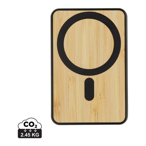 Zen 5000mAh 5W magnetische Bambus-Powerbank aus RCS rPlastik schwarz | ohne Werbeanbringung | Nicht verfügbar | Nicht verfügbar