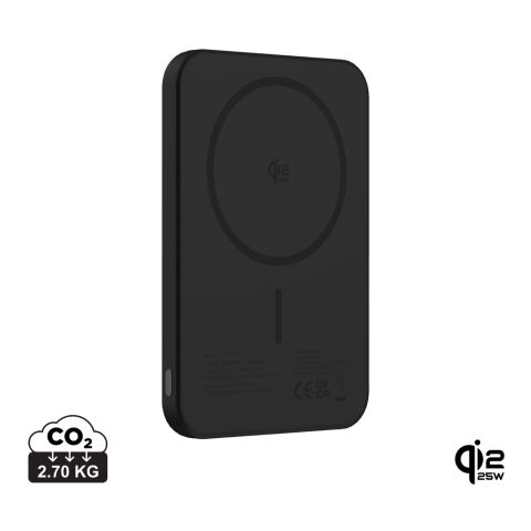 Werbeartikel Urban Vitamin Pomona 5000mAh Qi2.2 25W magnetische Powerbank – schwarz – mit Logo bedruckt
