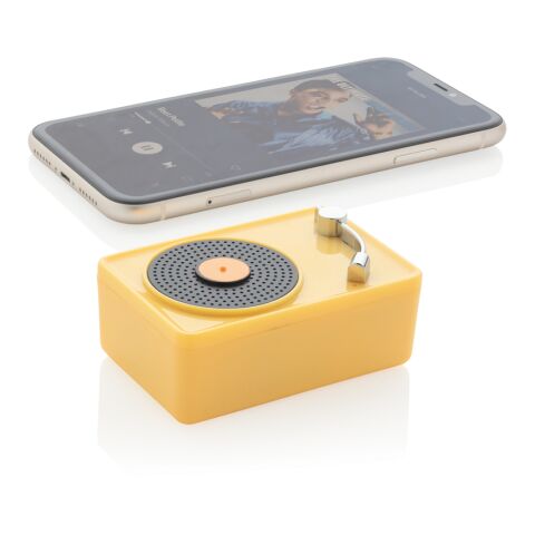 Mini Vintage kabelloser 3W Lautsprecher gelb-schwarz | ohne Werbeanbringung | Nicht verfügbar | Nicht verfügbar