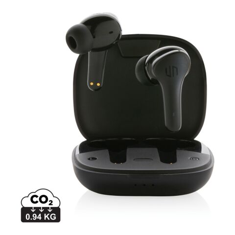 Firmengeschenk Urban Vitamin Byron ENC Kopfhörer – schwarz – mit Logo bedruckt Bluetooth In-Ear mit ENC & Gaming-Modus für Events