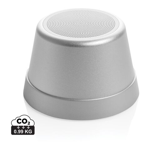 Werbeartikel Nivio magnetischer 5W-Speaker aus RCS recyceltem Aluminium – silber – mit Logo bedruckt