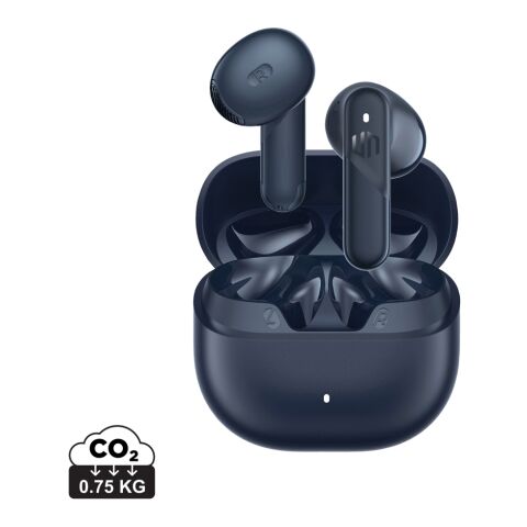 Werbemittel Urban Vitamin Santa Clara ENC-Ohrhörer – blau – mit Logo bedruckt nachhaltiges Bluetooth-Headset mit Noise-Cancelling