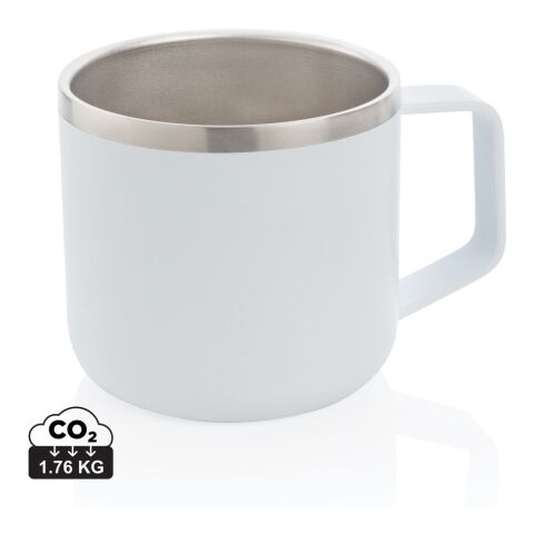 Werbeartikel Stainless-Steel Camping-Tasse – weiß – mit Logo bedruckt
