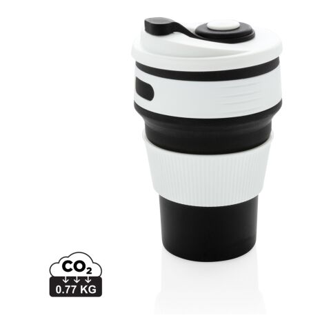 faltbarer Silikon-Becher mit Deckel schwarz | ohne Werbeanbringung | Nicht verfügbar | Nicht verfügbar