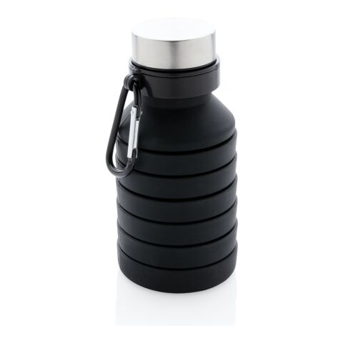 Auslaufgeschützte faltbare Silikonflasche schwarz | ohne Werbeanbringung | Nicht verfügbar | Nicht verfügbar