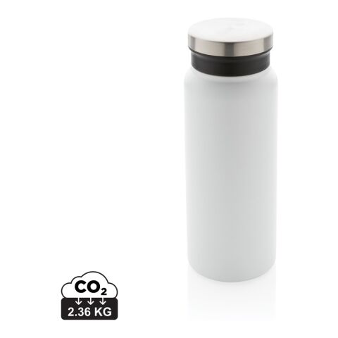 Firmengeschenk Trinkflasche RCS Stainless Steel – weiß – mit Lasergravur 600ml 77% rRecycelt doppelwandig nachhaltige Mehrwegflasche