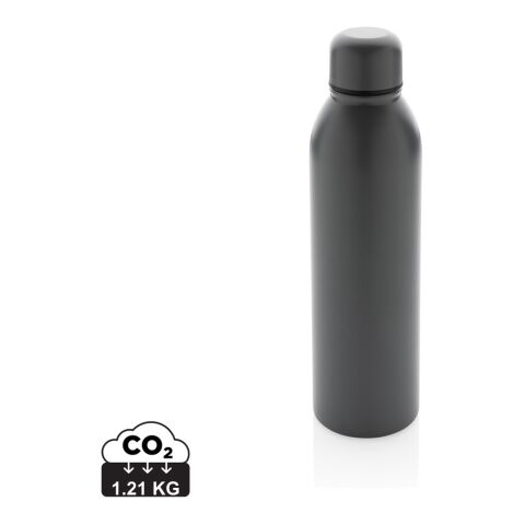Werbeartikel 500 ml Vakuumflasche 90% RCS-recycelter Edelstahl doppelwandig 5h heiß/15h kalt BPA-frei – anthrazit – mit Logo bedruckt