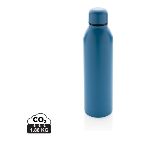 Nachhaltiger Werbeartikel 500 ml Vakuumflasche 90% RCS-recycelter Edelstahl doppelwandig 5h heiß/15h kalt BPA-frei – blau – mit Logo bedruckt