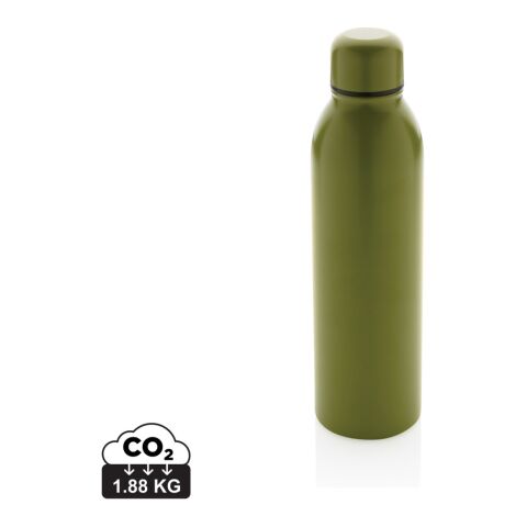 Nachhaltiger Werbeartikel 500 ml Vakuumflasche 90% RCS-recycelter Edelstahl doppelwandig 5h heiß/15h kalt BPA-frei – grün – mit Logo bedruckt