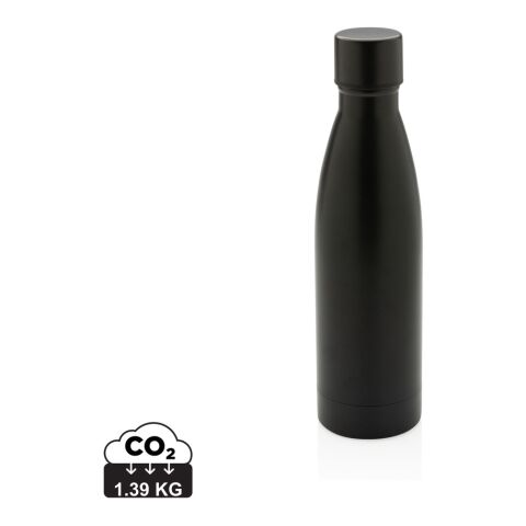 Werbeartikel Solid 500ml Isolierflasche 85% RCS recycelter Edelstahl vakuumisoliert 15h kalt 5h warm inkl. FSC-Box – schwarz – mit Logo bedruckt