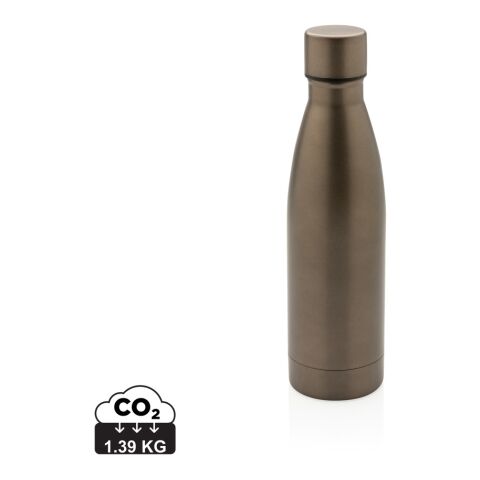 Werbeartikel Solid 500ml Isolierflasche 85% RCS recycelter Edelstahl vakuumisoliert 15h kalt 5h warm inkl. FSC-Box – braun – mit Logo bedruckt