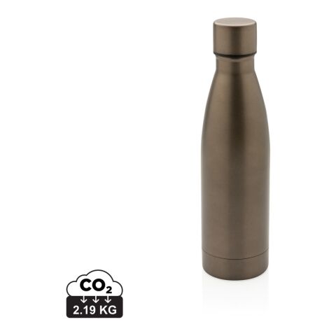 Nachhaltiger Werbeartikel Solid 500ml Isolierflasche 85% RCS recycelter Edelstahl vakuumisoliert 15h kalt 5h warm inkl. FSC-Box – braun – mit Logo
