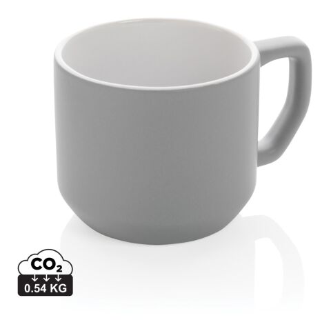Werbeartikel 350 ml Kaffeebecher modernes Design spülmaschinenfest nach EN12875-1 inkl. Geschenkbox – grau – mit Logo bedruckt