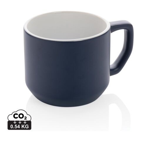 Werbeartikel Keramikbecher Moderne Keramiktasse – blau – mit Logodruck 350 ml für die Büroküche