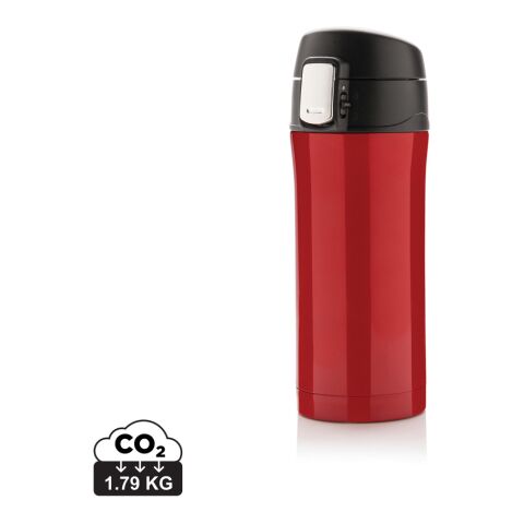 Werbeartikel 300 ml Easy-Lock Coffee-to-go Thermobecher aus RCS Recycling-Edelstahl auslaufsicher & vakuumisoliert – rot – mit Logo bedruckt