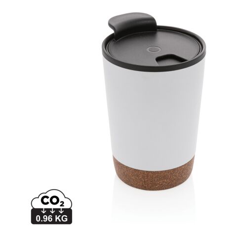 Werbeartikel Kaffee to go Becher GRS rPP Edelstahl – weiß – mit Logo bedruckt 300 ml nachhaltiger Thermobecher für das Mitarbeiter-Onboarding