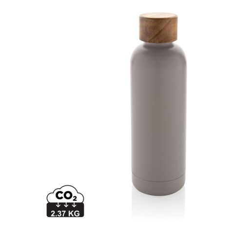 Wood Vakuumflasche aus RCS recyceltem Stainless-Steel grau | ohne Werbeanbringung | Nicht verfügbar | Nicht verfügbar
