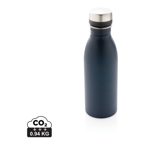 Kundengeschenk Wasserflasche Deluxe – navy blau – mit Lasergravur 500 ml nachhaltiger Edelstahl auslaufsicher für das Onboarding