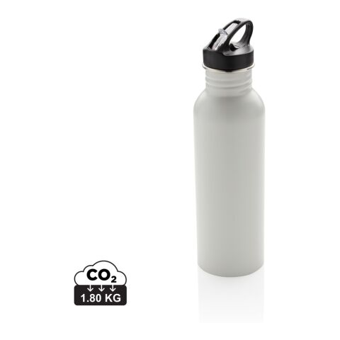 Werbeartikel Deluxe 710 ml Sportflasche 18/8 Edelstahl Leichtgewicht mit spezieller Trinköffnung auslaufsicher – grau – mit Logo bedruckt