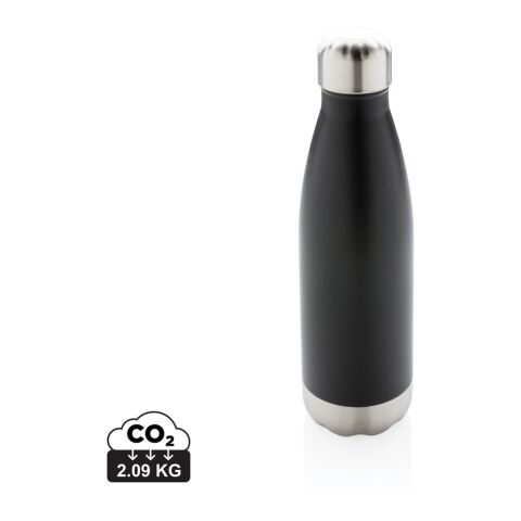 Werbeartikel Edelstahl Vakuum Trinkflasche 500 ml isoliert BPA-frei becherhaltergeeignet – schwarz – mit Logo bedruckt