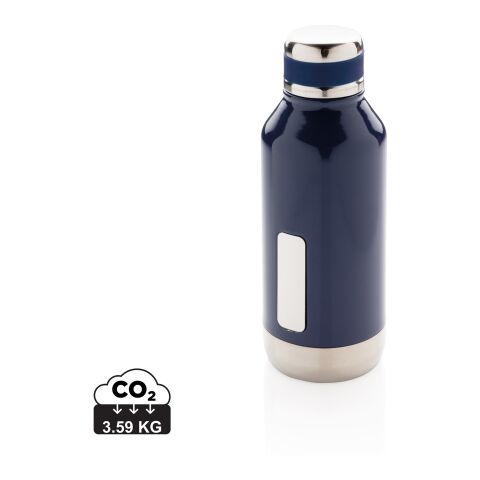 Auslaufsichere Vakuumflasche mit Logoplatte blau | ohne Werbeanbringung | Nicht verfügbar | Nicht verfügbar | Nicht verfügbar
