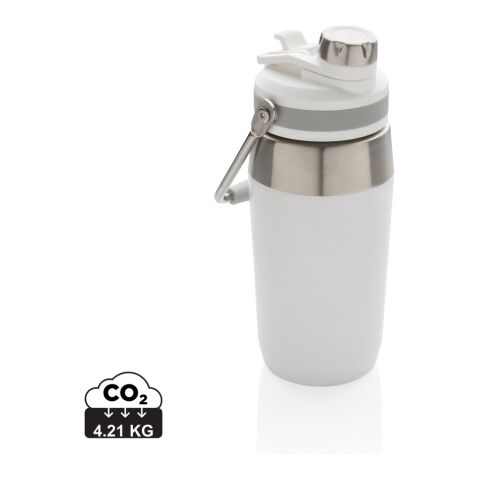 500ml Vakuum StainlessSteel Flasche mit Dual-Deckel-Funktion weiß | ohne Werbeanbringung | Nicht verfügbar | Nicht verfügbar