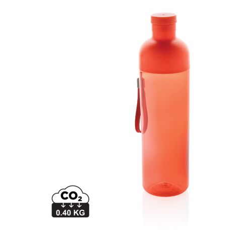 Werbeartikel Impact 600 ml Wasserflasche 96% RCS recyceltes PET auslaufsicher mit Trageriemen & Eiswürfel-Öffnung – rot – mit Logo bedruckt