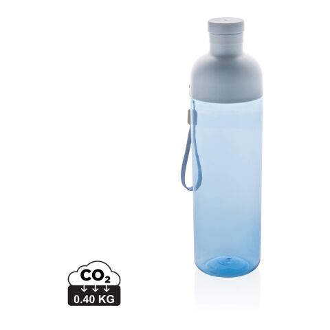 Werbeartikel Impact 600 ml Wasserflasche 96% RCS recyceltes PET auslaufsicher mit Trageriemen & Eiswürfel-Öffnung – blau – mit Logo bedruckt
